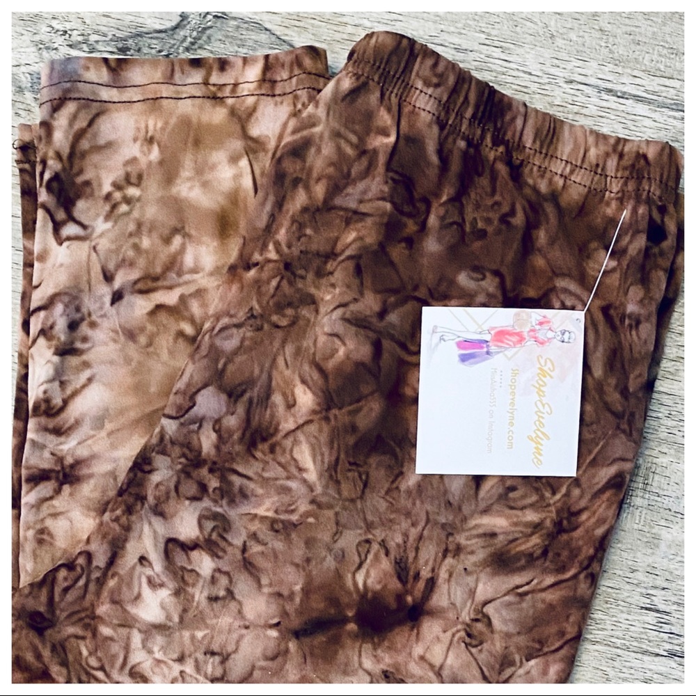 Brown tie dye brushed full length leggings - Picture 5 of 11